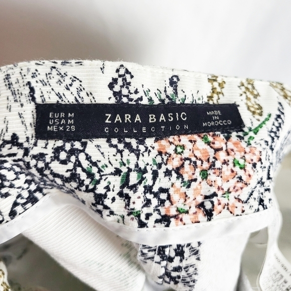 ZARA textured floral print shorts with self tie - Picture 3 of 5